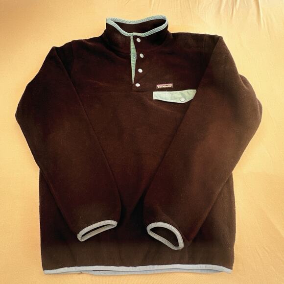 Patagonia Synchilla Pullover Sweatshirt Womens Medium Black 1/4 Closure Teal - Picture 1 of 16